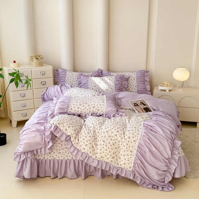 91家纺网 家纺一手货源 找家纺 （总）鹿辉家居2025新款双层纱韩版床盖四件套