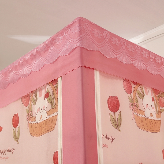 91家纺网 家纺一手货源 找家纺 显高蚊帐 2025新款U型坐床遮光防尘床帘式蚊帐 郁金香