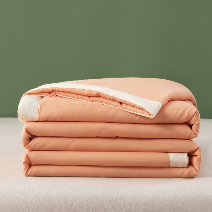 91家纺网 家纺一手货源 找家纺 帕芬鸟 2025新款亲肤磨毛夏被 橙色