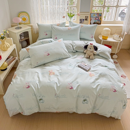 麦朵家居 2025新款全棉简约款四件套 宁静小兔