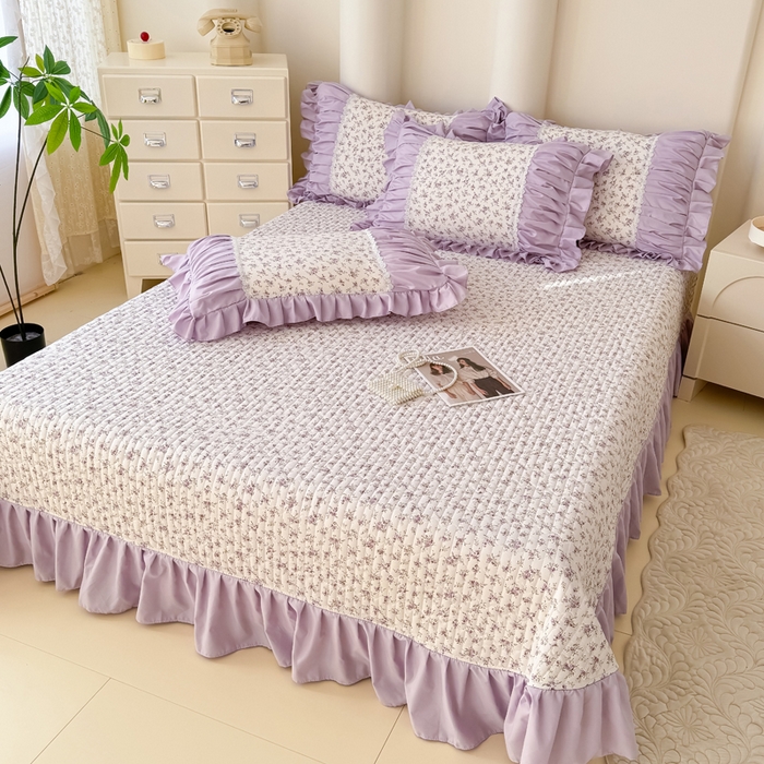 91家纺网 家纺一手货源 找家纺 （总）鹿辉家居2025新款双层纱韩版床盖四件套