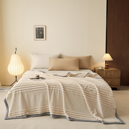 91家纺网 家纺一手货源 找家纺 （总）澳梵家居 2025新款魔法绒糯糯绒提花抽条毛毯盖毯