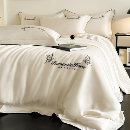 91家纺网 家纺一手货源 找家纺 （总）DC 2025新款B类天丝绣花四件套--蝶语梦系列