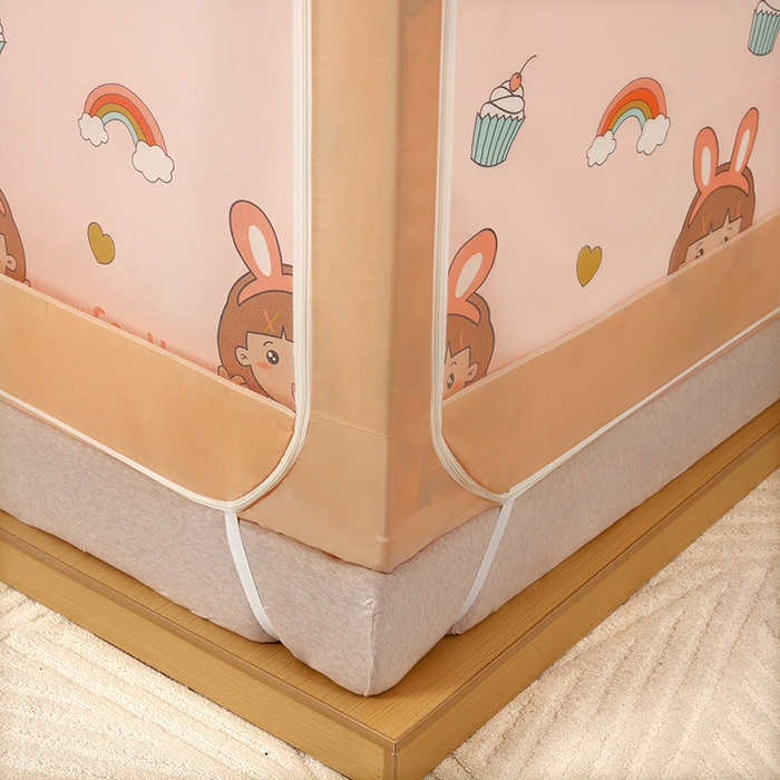 91家纺网 家纺一手货源 找家纺 显高蚊帐 2025新款U型坐床遮光防尘床帘式蚊帐 元气女孩