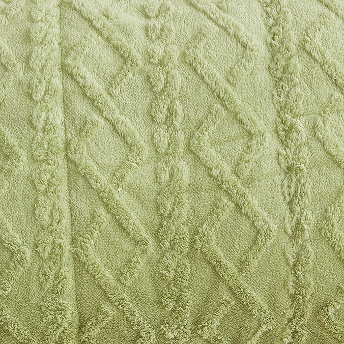 91家纺网 家纺一手货源 找家纺 澳梵家居 2025新款塔芙绒提花毛毯盖毯 草绿-灰