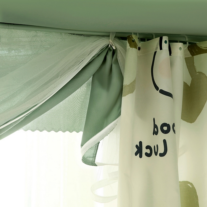 91家纺网 家纺一手货源 找家纺 显高蚊帐 2025新款U型坐床遮光防尘床帘式蚊帐 苹果兔