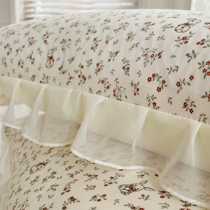 91家纺网 家纺一手货源 找家纺 梦舒羽  2025新款针织棉双层纱花边枕头套双人枕套枕芯套宿舍单人枕头内胆套 花边款-花仙子