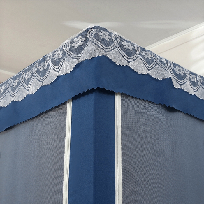 91家纺网 家纺一手货源 找家纺 显高蚊帐 2025新款U型坐床遮光防尘床帘式蚊帐 宝石蓝