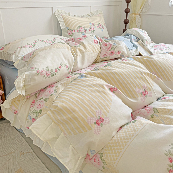 91家纺网 家纺一手货源 找家纺 澳梵家居 2025新款全棉印花韩版花间捕梦四件套 春寻