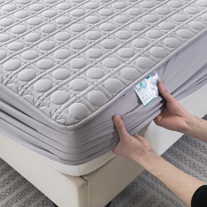 91家纺网 家纺一手货源 找家纺 佳笠家居 2025新款全棉纯棉夹棉床笠四季通用席梦思保护套床罩 高级灰