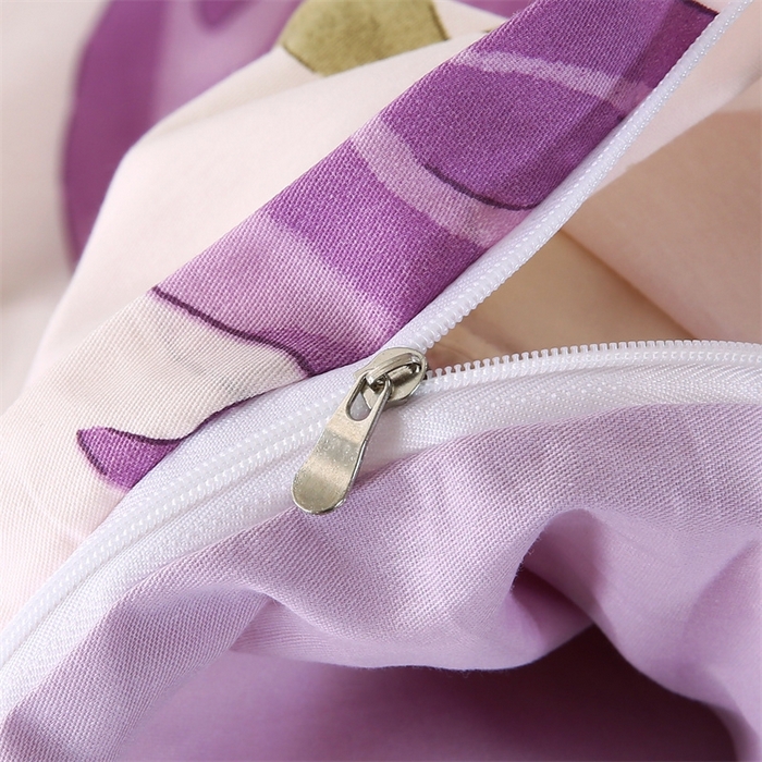 91家纺网 家纺一手货源 找家纺 梦舒羽2025新款全棉小清新印花加厚宿舍床单床裙款四件套 紫色郁金香-全棉