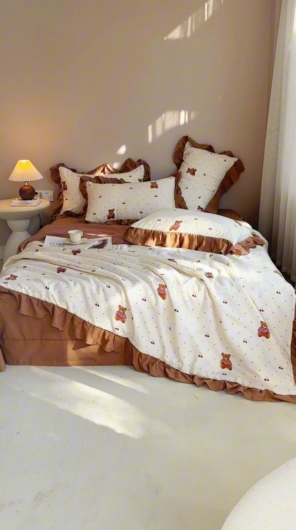 91家纺网 家纺一手货源 找家纺 梦莱斯2025新款针织棉夏被四件套 北极熊