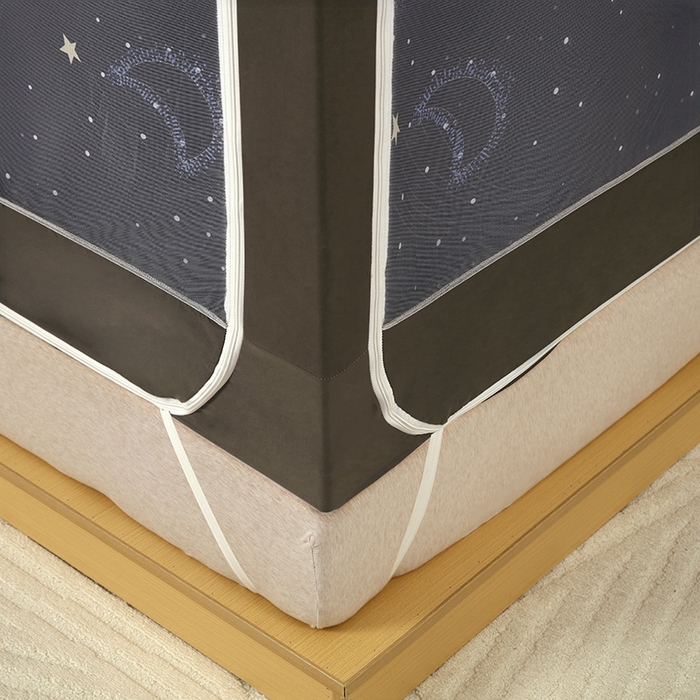 91家纺网 家纺一手货源 找家纺 显高蚊帐 2025新款U型坐床遮光防尘床帘式蚊帐 星月年华