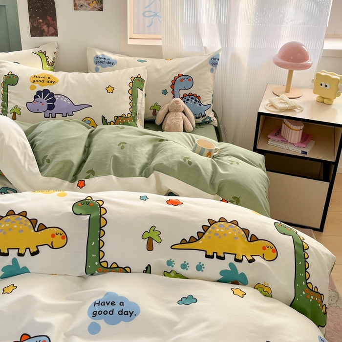 91家纺网 家纺一手货源 找家纺 寻米 2025新款13070全棉纯棉印花单被套 恐龙乐园