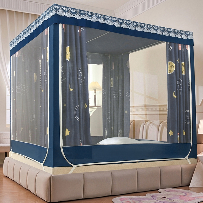 91家纺网 家纺一手货源 找家纺 显高蚊帐 2025新款U型坐床遮光防尘床帘式蚊帐 宇宙之星