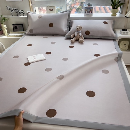 丝羽坊 2025新款小版印花冰丝凉席平铺床席款冰丝席碳光冰丝凉席 小圆满