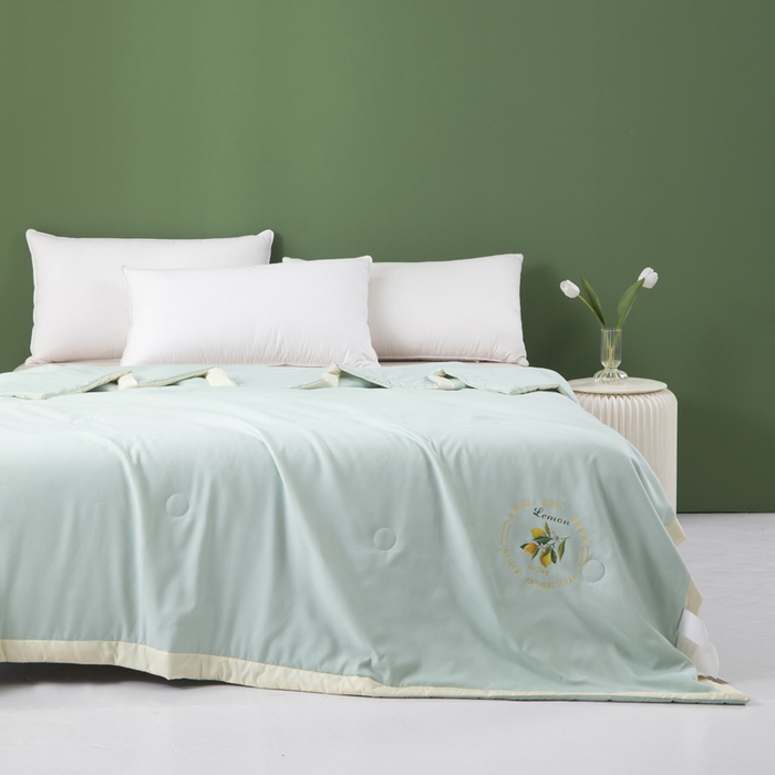 91家纺网 家纺一手货源 找家纺 帕芬鸟 2025新款亲肤磨毛夏被 薄荷绿