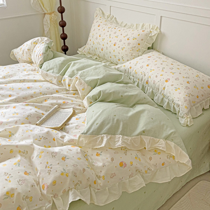 91家纺网 家纺一手货源 找家纺 澳梵家居 2025新款全棉印花韩版花间捕梦四件套 小春恋曲