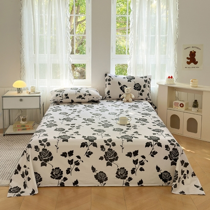 莱登卡奴 新款A类100%全棉老粗布单品系列-床单 玫瑰情缘