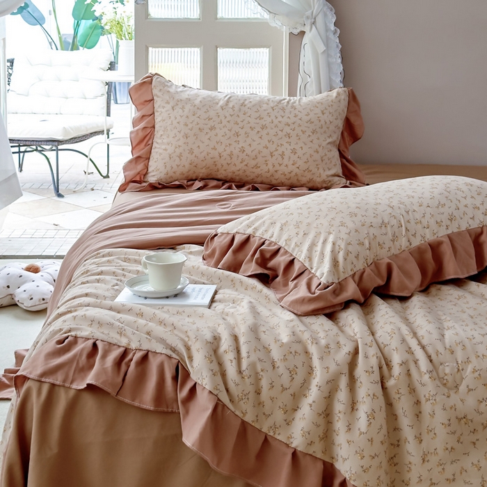 91家纺网 家纺一手货源 找家纺 梦莱斯2025新款针织棉夏被四件套 暖暖人生