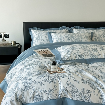 金牛座2025新款细斜纹数码印花缦影四件套 缦影-精致蓝