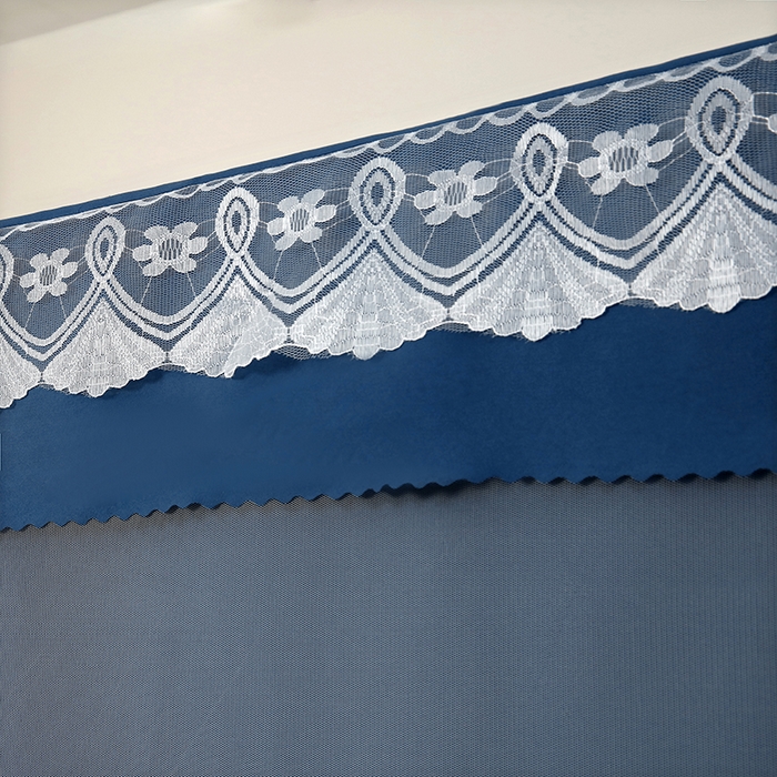 91家纺网 家纺一手货源 找家纺 显高蚊帐 2025新款U型坐床遮光防尘床帘式蚊帐 宝石蓝