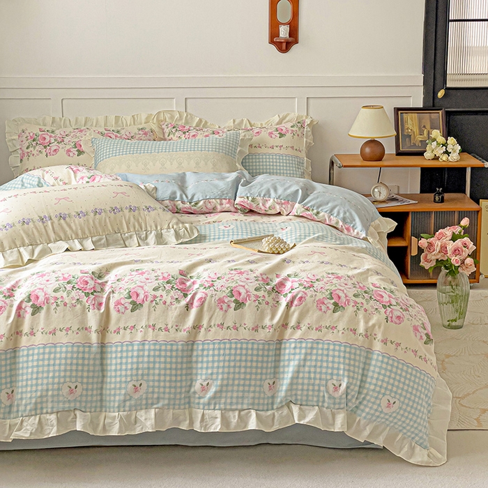 91家纺网 家纺一手货源 找家纺 （总）澳梵家居 2025新款全棉印花韩版花间捕梦四件套