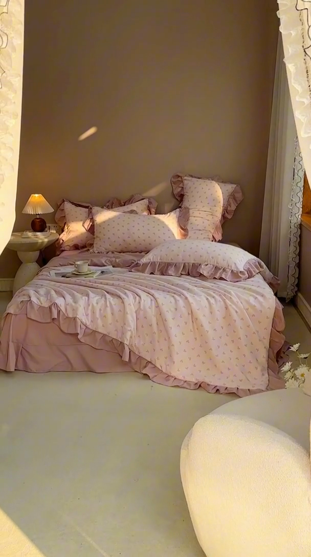 91家纺网 家纺一手货源 找家纺 梦莱斯2025新款针织棉夏被四件套 小蝴蝶结