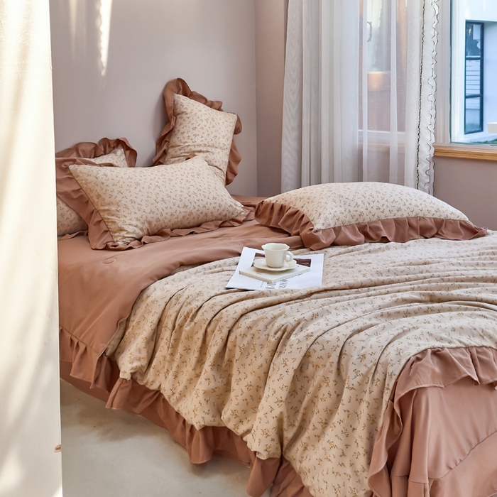 91家纺网 家纺一手货源 找家纺 梦莱斯2025新款针织棉夏被四件套 暖暖人生