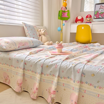 DoDo 兜兜2025新款40支全棉印花单床单 可爱花兔