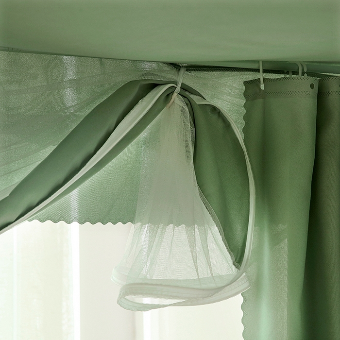 91家纺网 家纺一手货源 找家纺 显高蚊帐 2025新款U型坐床遮光防尘床帘式蚊帐 抹茶绿