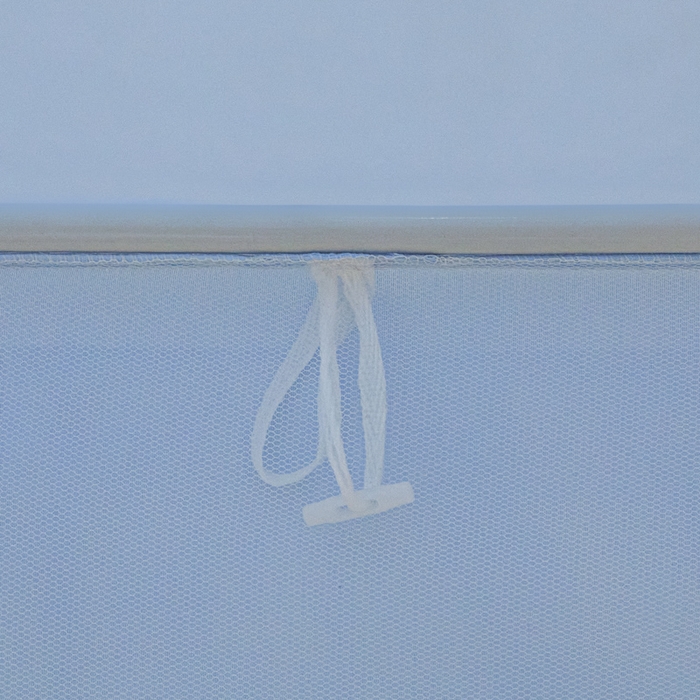 91家纺网 家纺一手货源 找家纺 兆星家纺 2025新款内穿带布帘蚊帐 款式一 纯色-蓝色（含帘）