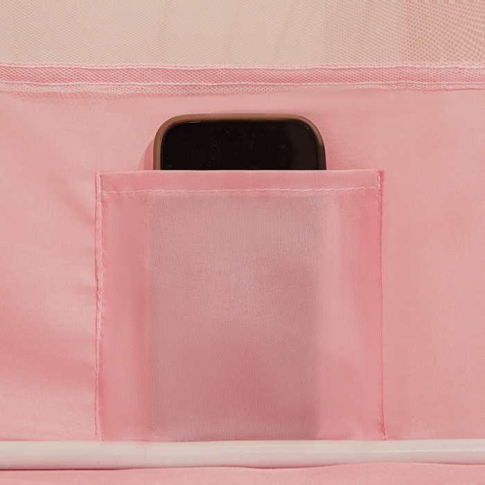 91家纺网 家纺一手货源 找家纺 兆星家纺 2025新款内穿带布帘蚊帐 款式一 纯色-粉玉（含帘）