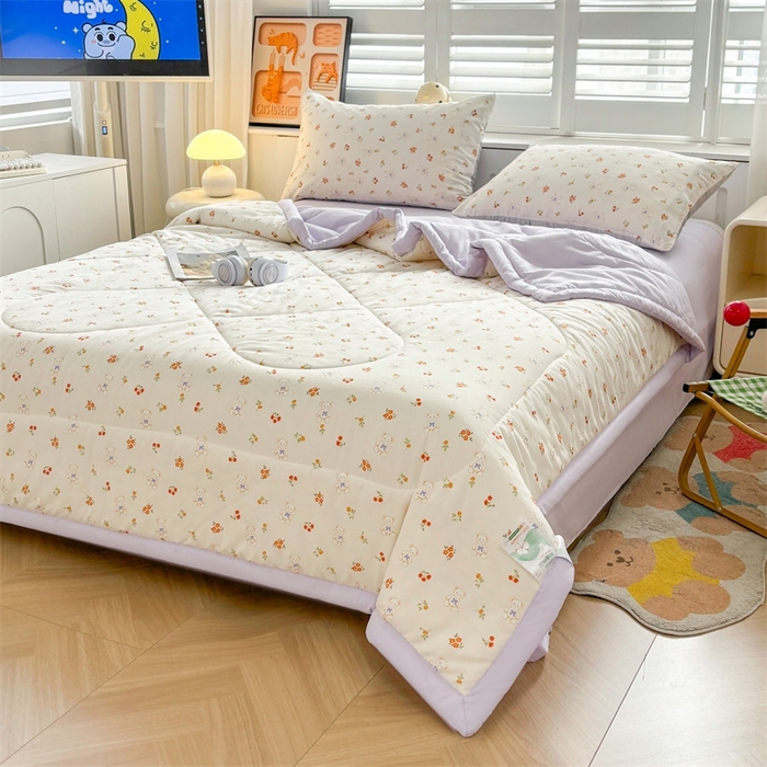 91家纺网 家纺一手货源 找家纺   壹张床  2025新款A类针织棉双层纱100%新疆棉花夏凉被《包检测》（提供买家秀） 花丛小熊