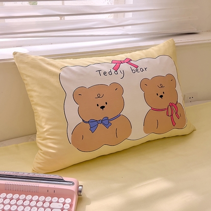 DoDo 兜兜2025新款40支全棉印花单枕套 蛋糕小熊-大版