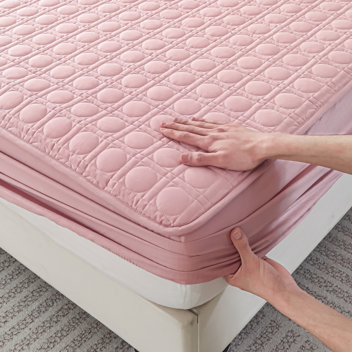 91家纺网 家纺一手货源 找家纺 佳笠家居 2025新款全棉纯棉夹棉床笠四季通用席梦思保护套床罩 豆沙粉