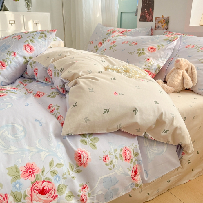 91家纺网 家纺一手货源 找家纺 寻米 2025新款13070全棉纯棉印花单被套 繁花晚庭