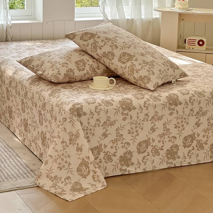 91家纺网 家纺一手货源 找家纺 莱登卡奴 新款A类100%全棉老粗布单品系列-床单 花间萌趣