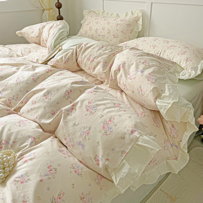 91家纺网 家纺一手货源 找家纺 澳梵家居 2025新款全棉印花韩版花间捕梦四件套 月亮茶会