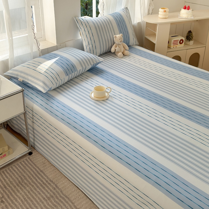 91家纺网 家纺一手货源 找家纺 莱登卡奴 新款A类100%全棉老粗布单品系列-床单 蓝宁小调