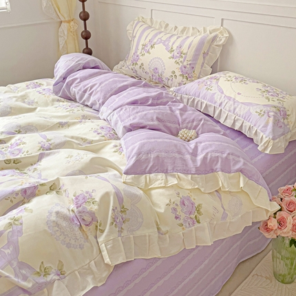 澳梵家居 2025新款全棉印花韩版花间捕梦四件套 远山花黛