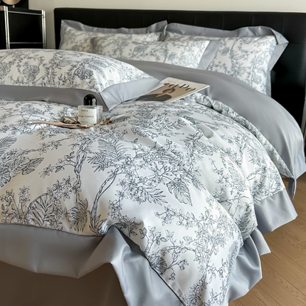 金牛座2025新款细斜纹数码印花缦影四件套 缦影-浅灰