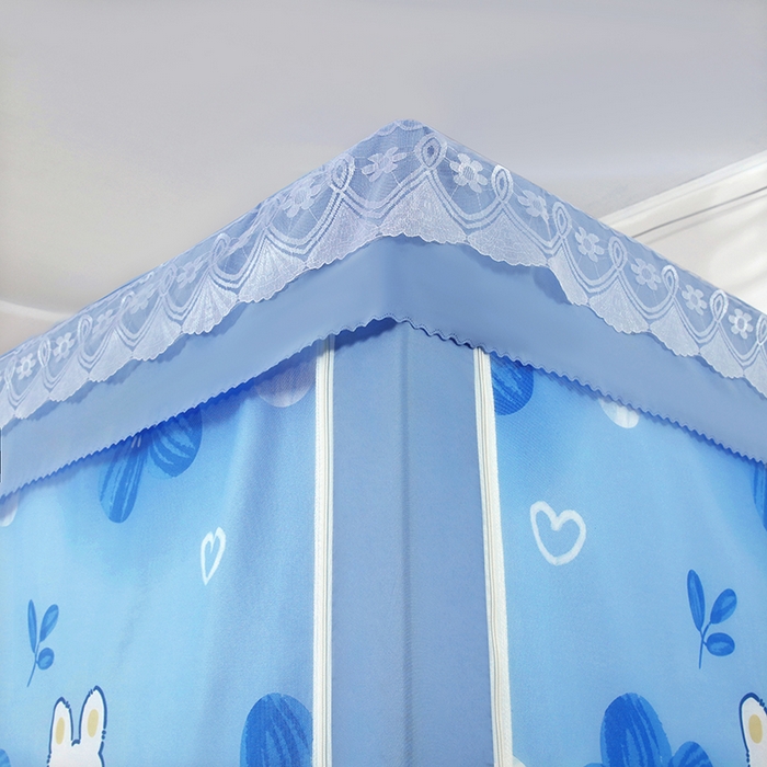 91家纺网 家纺一手货源 找家纺 显高蚊帐 2025新款U型坐床遮光防尘床帘式蚊帐 萌萌兔