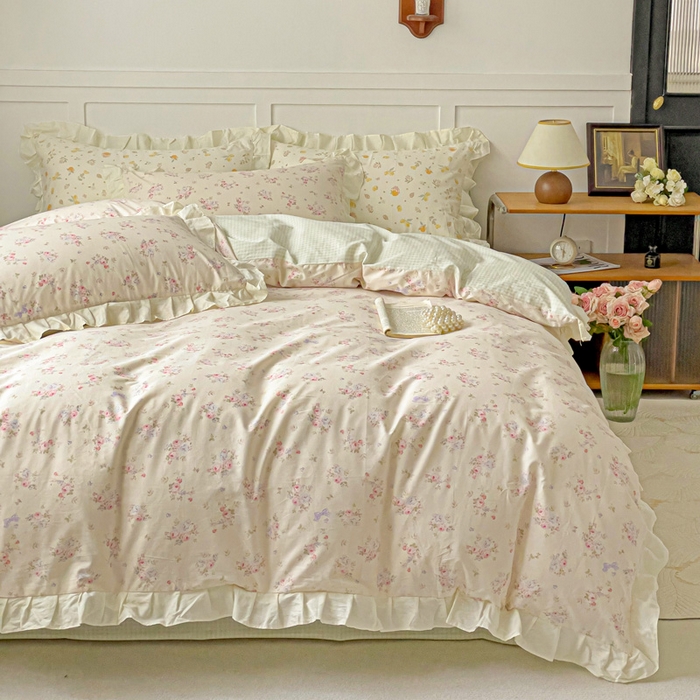 91家纺网 家纺一手货源 找家纺 澳梵家居 2025新款全棉印花韩版花间捕梦四件套 月亮茶会