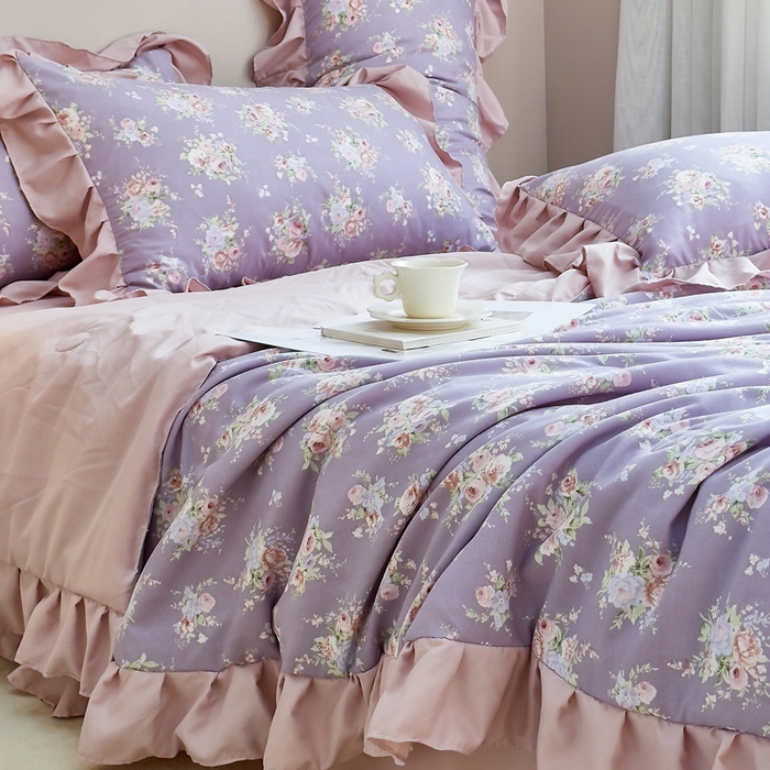 91家纺网 家纺一手货源 找家纺 梦莱斯2025新款针织棉夏被四件套 富贵花