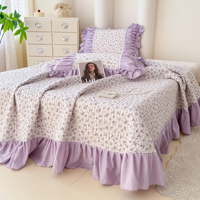 91家纺网 家纺一手货源 找家纺 （总）鹿辉家居2025新款双层纱韩版床盖四件套