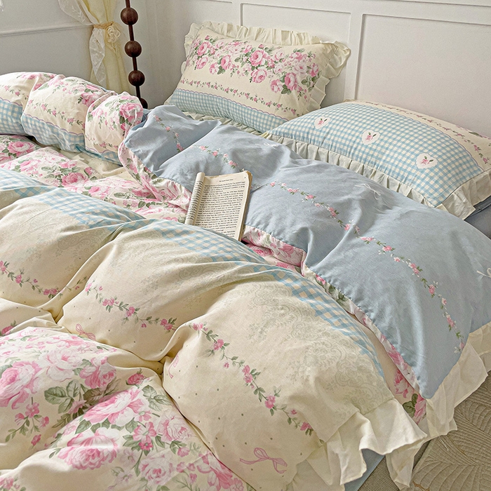 91家纺网 家纺一手货源 找家纺 澳梵家居 2025新款全棉印花韩版花间捕梦四件套 花间捕梦