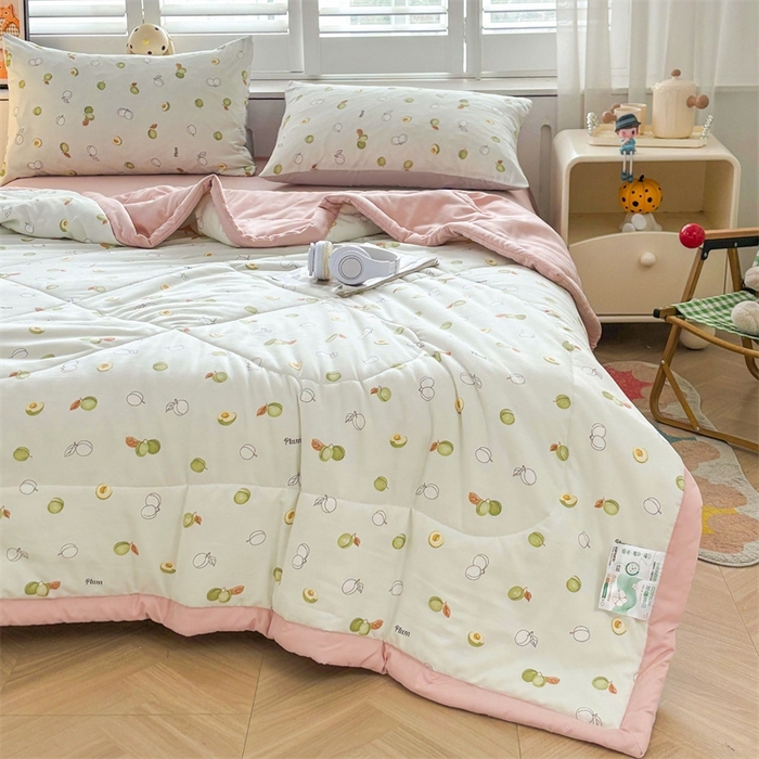 91家纺网 家纺一手货源 找家纺   壹张床  2025新款A类针织棉双层纱100%新疆棉花夏凉被《包检测》（提供买家秀） 梅子黄时