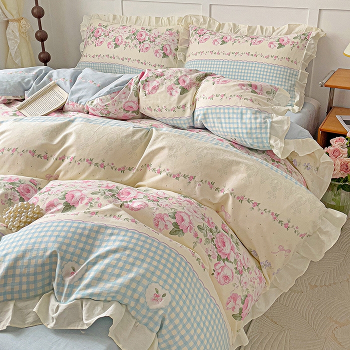 91家纺网 家纺一手货源 找家纺 （总）澳梵家居 2025新款全棉印花韩版花间捕梦四件套