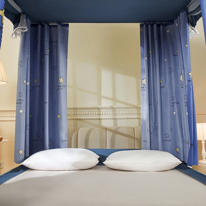 91家纺网 家纺一手货源 找家纺 显高蚊帐 2025新款U型坐床遮光防尘床帘式蚊帐 月亮宝贝